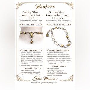 Brighton Sterling Silver and Gold Necklace/Belt Combination